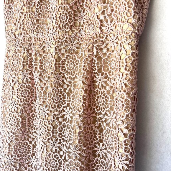 Minuet Lace Rose Gold Dress Cap Sleeves Dress Size Large - Picture 6 of 15